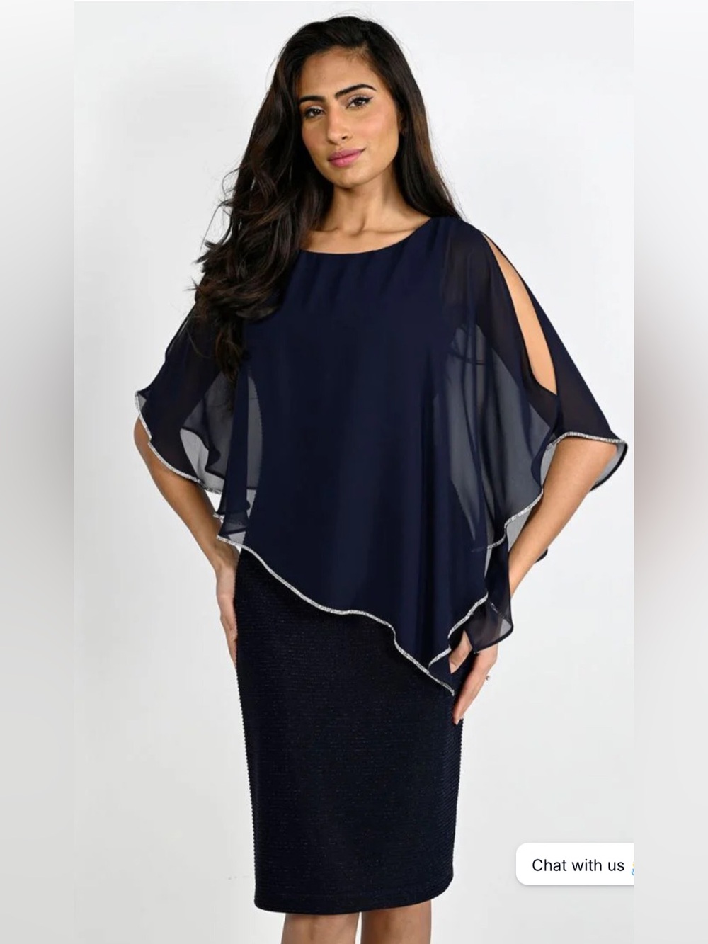 Joseph Ribkoff Signature Midi Dress with Rhinestone Trim